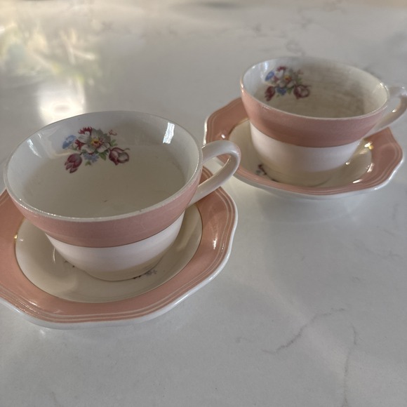 french saxon Other - Vintage French Saxon China‎ Co Demitasse Tea Cups & Saucers Set 2  Replacement